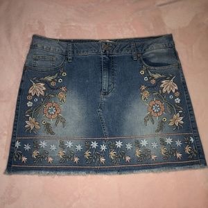Altar'd State Embroidered Denim Skirt